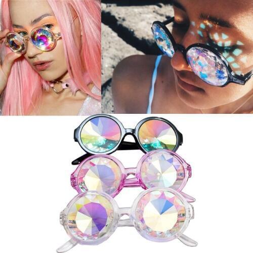 ZXTREE Kaleidoscope Round Sunglasses Women Catwalk Show Party Glasses Pink Sunglasses Men Dazzle Artificial Diamond Glasses Z206