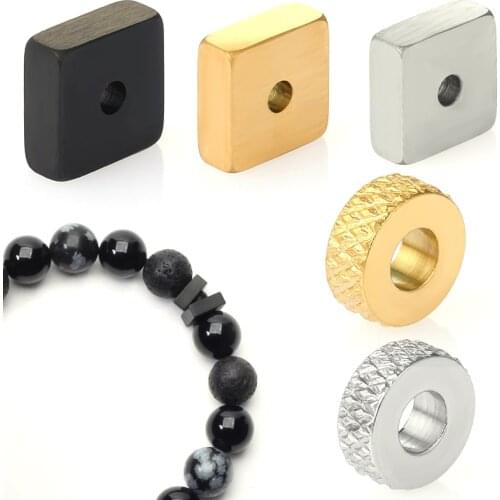 8mm Gold Spacer Beads for Jewelry Making Supplies Stainless Steel Bead Charm Diy Bracelet Big Hole Wholesale 10pcs Lots Bulk