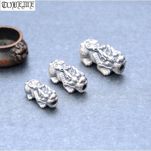 100% 3D 999 Silver Pixiu Beads Vintage Pure Silver Good Luck Fengshui Animal Jewelry Beads Powerful Pixiu Beads
