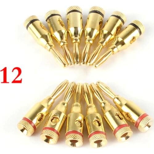 12Pcs 4MM Gold-plated Plug To Connect The Hair-burning Banana Audio Speaker Cable Socket Audio Power Amplifier