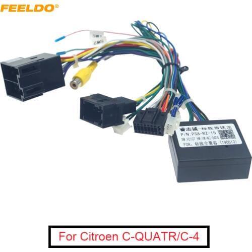 FEELDO 16-pin Car Android Stereo Wiring Harness For Citroen C-QUATR/C-4 Low Trim Level (10~18) Low Trim With CANbus