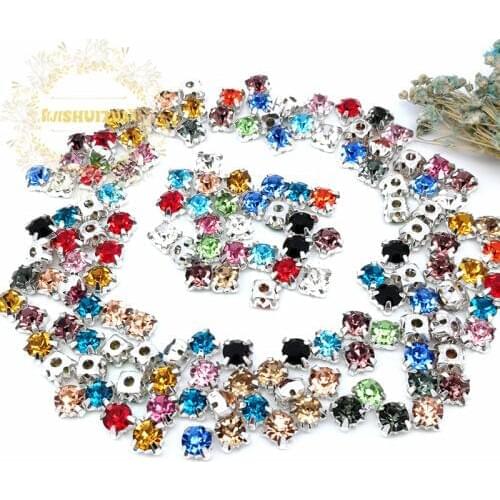 3mm 4mm 5mm 6mm 7mm 8mm Mix color Diamond shape Glass Crystal rhinestones with silvery claw Diy wedding dress accessories