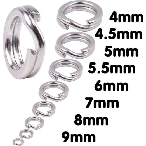 50pcs/lot Stainless Steel Split Ring Diameter 4mm to 8mm Heavy Duty Fishing Double Ring Connector Fishing Accessories