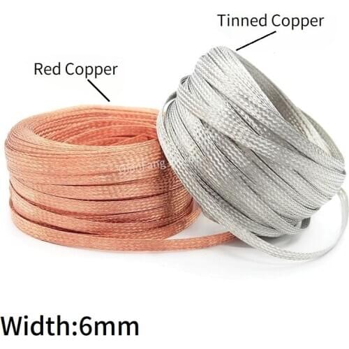 6mm Tinned Plating Copper Braided Sleeve Metal Sheath Anti Interference Screening Audio Speaker Wire Wrap Signal Cable Shielding
