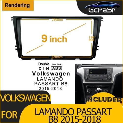 2Din Car Radio Player DVD Only Frame Audio Fitting Adaptor Dash Trim Facia Panel 9" For Volkswagen LAMANDO PASSART B8 2015-2018