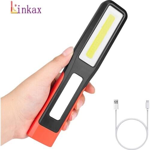 COB Working Inspection Light LED Torch USB Charging Lantern Swivel Hook Magnetic Flashlight For Camping Car Repair Maintenance