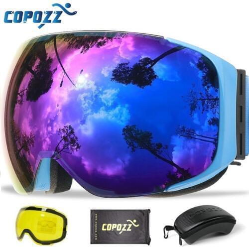 COPOZZ brand ski goggles replaceable magnetic lenses UV400 anti-fog ski mask skiing men women snow snowboard goggles GOG-2181