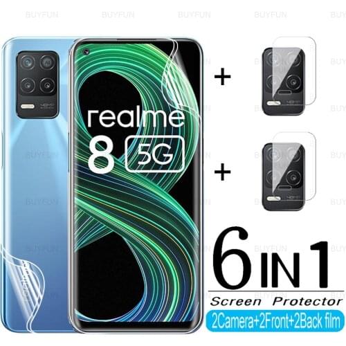 6in1 Full Cover Hydrogel Film For Oppo Realme 8 5G Soft Film For oppo realme 6 7 8 Pro 7 5G Screen Camera Lens Protective Film