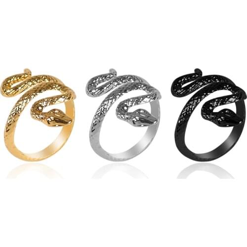 New Hot Selling Snake Ring Adjustable Opening Zinc Alloy Black Animal Ring Fashion Men And Women Hands Decorated Jewelry Gifts