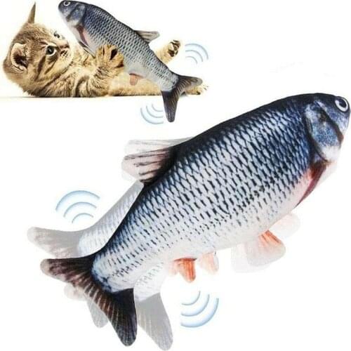 2021 28cm Cat Toy Fish USB Electronic Pet Toy Dancing Moving Floppy Fish Cats Toy USB Charging Cat Wagging Catnip Toy Kids Gifts