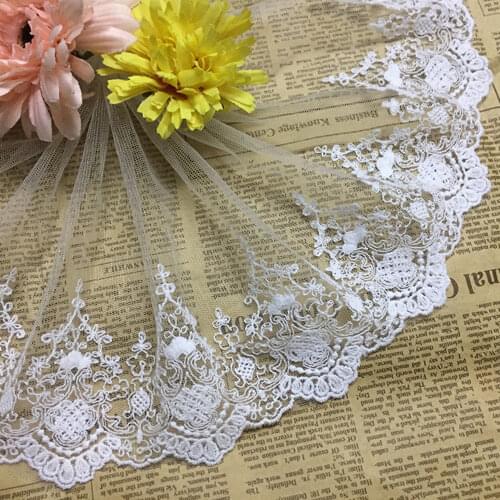 1Yards Embroidery Lace Fabric Trim 17cm Ribbons White Lace Ribbon Sewing Accessories Lace Trim Guipure Crafts ruban dentelle QW6