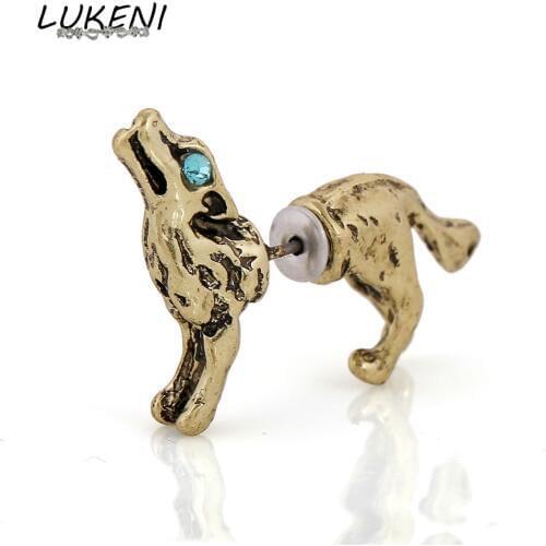 LUKENI 10Pcs/Lot Free Shipping Fashion Jewelry Punk Ear Cuff Stud Earrings Wolf Metallic Feel Earrings Wholesale SE006