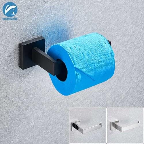 Matte Black Wall Mounted Toilet Paper Holder Bathroom Storage Waterproof Moisture Proof Towel Accessories Shelf Roll Paper Tube