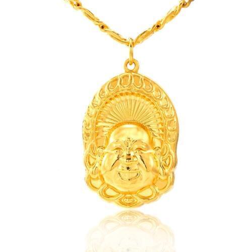 Fashion hollow 24K Gold Buddha Shape Buddhism Pendant Necklace Gold Color pendant necklace For Men Women Jewelry Gift (No chain)