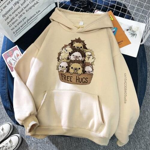 Little Hedgehog Free Hugs Camisas Hoodies Streetwear Print Pullovers Mens Fashion Hip Hop Mens Cotton Vintage Clothing Gift