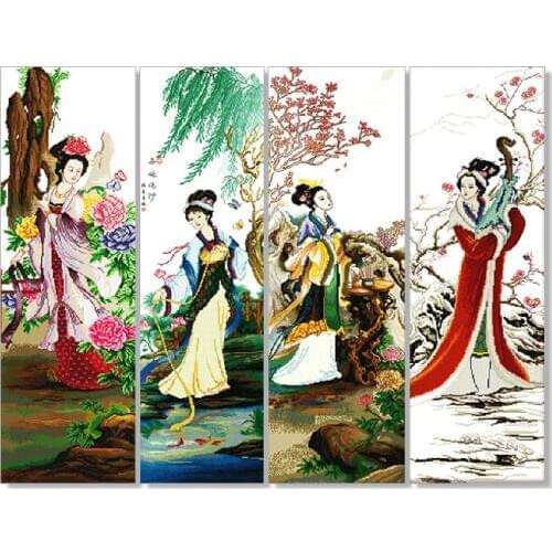 Cross Stitch Kit for Embroidery Four Beauty Traditional Chinese Women Needle Arts and Craft Home Garden Decoration DIY