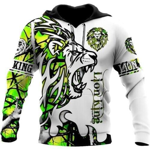 2020 Newest Beautiful Lion green Tattoo camo 3D Printed Mens hoodies Harajuku Streetwear Fashion Hoodie tops