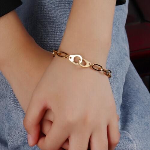Punk Lock Bracelet Wrist Chain Jewelry Stainless Steel Bracelet Pendant Thick Chain Bracelet For Women Charm Bracelet Jewelry