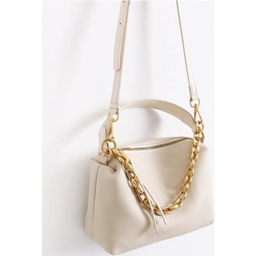 2021 Genuine Leather Women Casual Pillow Bag Luxury Designer Shoulder Bags Female Soft Messenger Bag Ladies Chain Handbags Beige