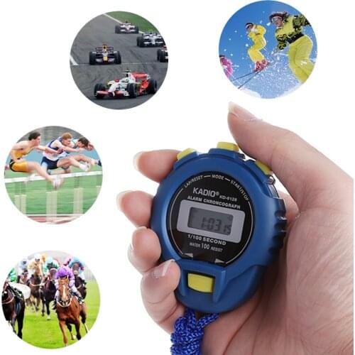 Handheld Digital LCD Sports Stopwatch Chronograph Counter Timer w/Strap
