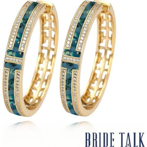 Bride Talk Retro Round Shape Women Earrings Cubic Zirconia Simple Style Luxury Fashion Saudi Arabia Bridal Jewelry For Wedding