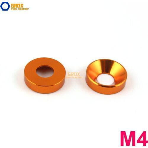 25 Pieces M4 Orange Aluminum Washer Countersunk Flat Head Screw Washer