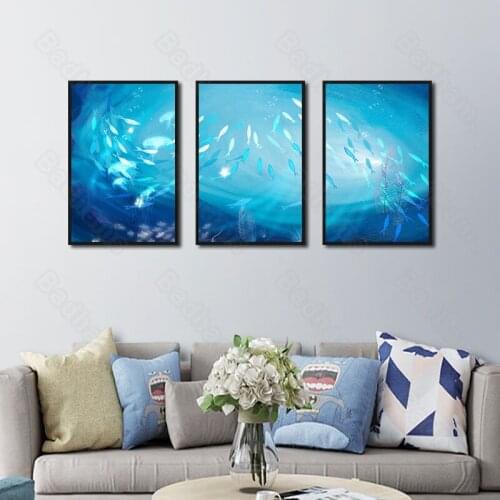 Modern Decoration Home Mural Sofa Background Underwater Fish Painting Bedroom Dining Hall Corridor Porch Hanging Painting