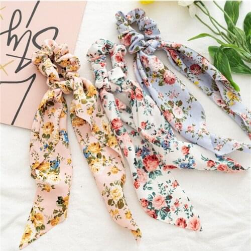Summer New Large Rose Floral Intestine Hair Ring Ponytail Ribbon Accessories Womens Bandeau Headband