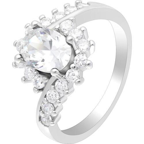 Hainon Top Quality Silver Color Blue CZ Cubic Zirconia Ring Fashion Flower Anniversary Jewelry For Women Luxury Wedding Rings