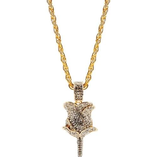 Aesthetic Rose Flower Necklace for Women With Rhinestones Pendant Choker Jewellery Necklaces for Teen Girls