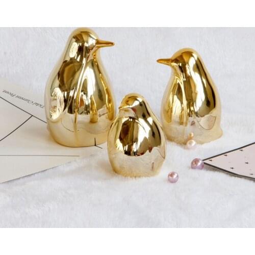 Gold Penguin Porcelain Home Decorations Ceramic Crafts For Living Room Bedroom Bookcase Desktop Home Decor NJ72907