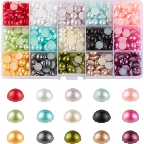 1Box 8/10mm ABS Plastic Cabochons Spacer Beads for DIY Jewelry Ring Making Supplies Half Round Mixed Color