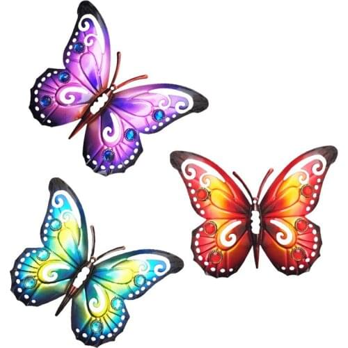 1pcs 3D Metal Butterfly Hanging Ornament Wrought Iron Butterflies Sculpture Wall Art Wall-mounted Butterfly Home Decoration