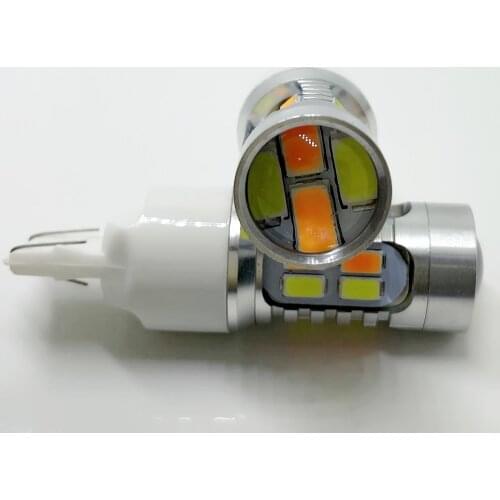 2pcs T20 7443 W215W 20SMD Lens 5730 LEDs 580 Switchback LED Car Signal Lights Turn Parking Auto Led White Amber Dual Color