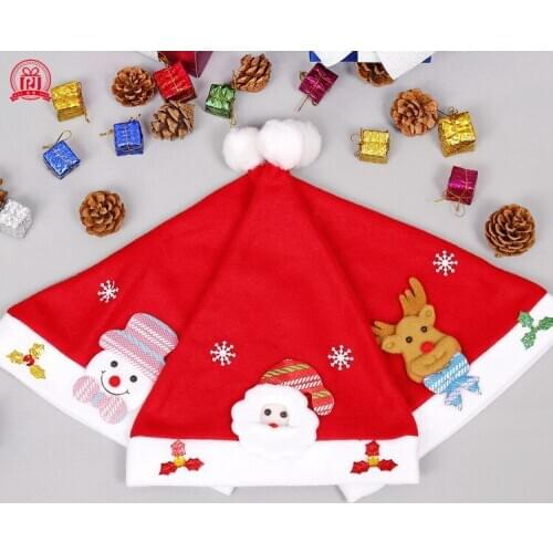 2pcsNew Christmas Cartoon Decals Christmas Hat Adult and Children Brushed Christmas Hat Christmas Decorations