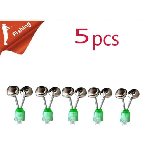 5Pcs/lot Bite Alarms fishing rod bells Fishing Accessory Rod Clamp Tip Clip Bells Ring Green ABS Outdoor Metal