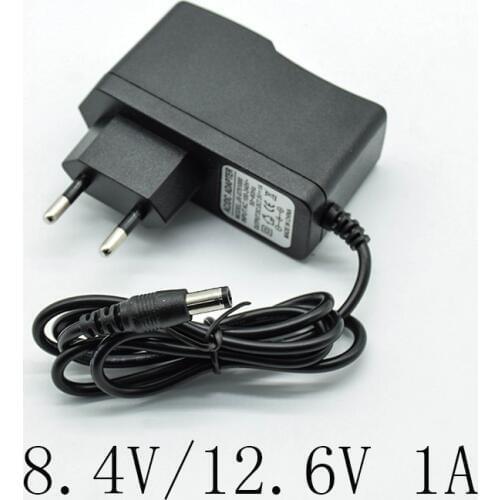 8.4V/12.6V 1A/1000mA Converter Adapter DC Power Supply Charger EU Plug 5.5mm * 2.5mm(2.1mm) AC to DC for 18650 lithium battery