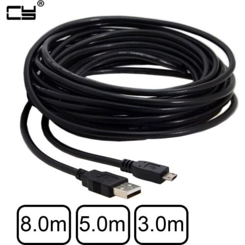 8m 5m 3m Micro USB 5Pin to USB 2.0 Male Data Cable for Tablet & Cell Phone & Camera & Hard Disk Drive with dual Shield Braid