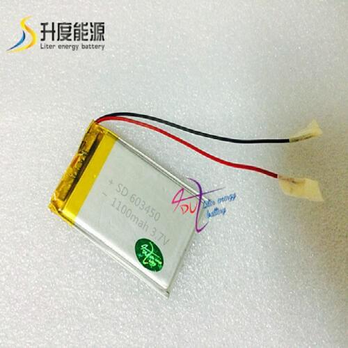 3.7V 1100mah 603450 Lithium Polymer Li-Po Rechargeable Battery For MP4 MP5 GPS DVD mobile video game PAD E-books tablet PC