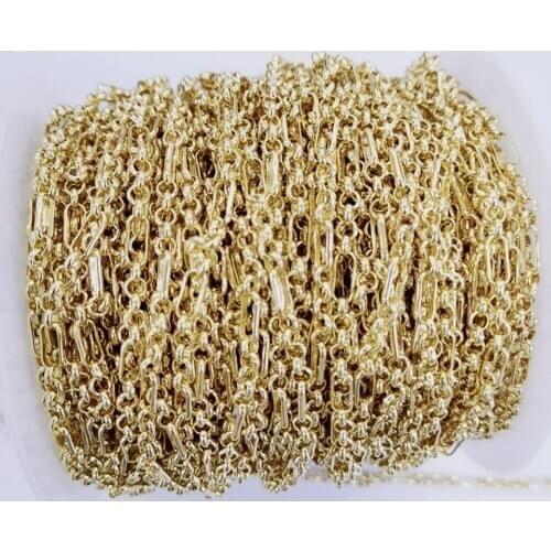 WT-BC146 WKT New gold electroplated resist tarnishable link chain for necklace design fashion 3mm brass jewelry findings chain