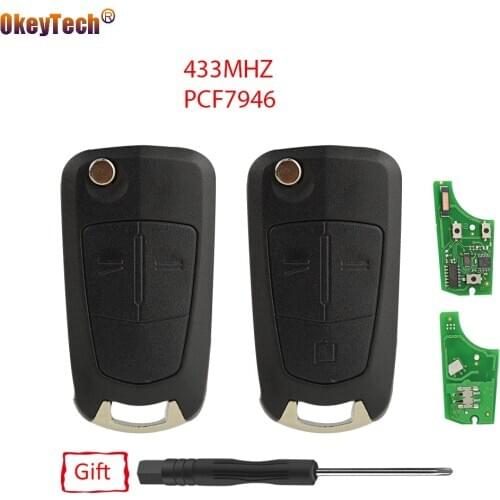 OkeyTech Remote Control Auto Car Key Fob Case Shell 2 3 Buttons for Vauxhall for Opel 433Mhz 7946 Chip Zafira Vectra C 2002-2008