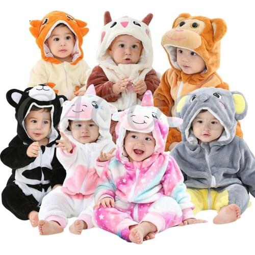 Newborn Baby Rompers Kigurumi Boy Girls Pajamas Animal Cartoon Romper Hooded Pyjama Lion Monkey Costumes Toddler Cosplay Clothes