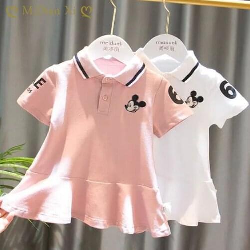 Kids Dresses for Girls Summer 2021 New Girls Wear 1-6 Year Old Baby Baby Short Sleeve Lapel Shirt Casual T-shirt Dress