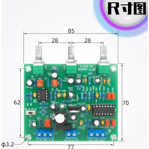 ETK3699 Digital Karaoke Surround Reverb Speech Amplifier Pre-stage Single Electric 12V Electret Dynamic Microphone Amplifier