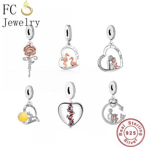 FC Jewelry Fit Original Charm Bracelet 925 Sterling Silver Coffee Cup Enamel Person Galaxy Fox Bead For Making Women Berloque