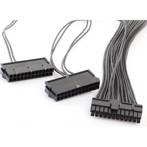 24Pin Dual PSU Power Extension Cable Board Module Adapter Cable Synchronization Connector Three PC Supply Power I5J4
