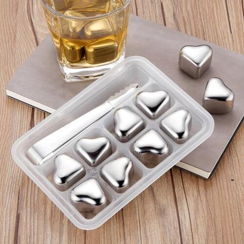 304 Stainless steel heart-shaped ice cubes metal quick-frozen tartar wine beer cooler chiller whiskey stones keep Cold Longer