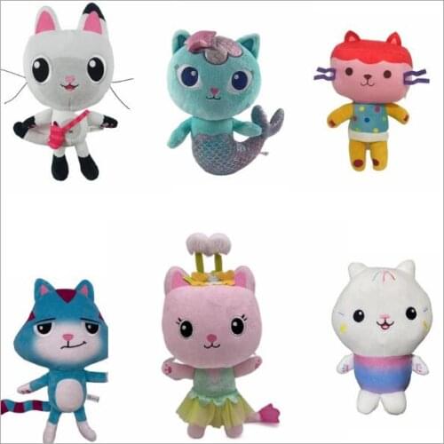 Gabbys Dollhouse Cats Plush Toy Cute Cartoon Mermaid Soft Stuffed Animal Toy Birthday Gift For Kids