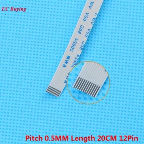 5Pcs FFC 200mm Length 12 Pin Ribbon Cable 12Pin Flat Cable Reverse Direction 0.5mm Pitch 20cm Length Opposite 12Pins For TTL