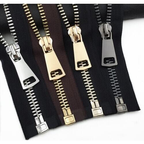 10# metal zipper for sewing big brass zipper for clothing jacket overcoat zipper repair 60cm 70cm 1piece black coffee